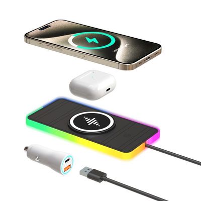 좋은 가격 실리콘 자동차 무선 충전 패드 RGB LED Qi 애플 삼성 귀기 호환성 온라인으로