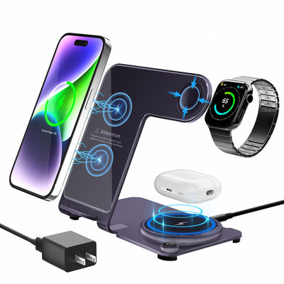 좋은 가격 Y91 스탠드 타입 무선 충전기 15W 3인1 급 충전기 지원 Iwatch 알루미늄 합금 급 충전기 온라인으로