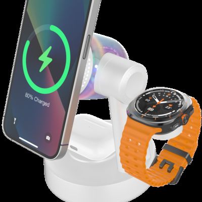 5 in 1 Magnetic Wireless Charger Bluetooth Speakers and Night Light for Apple Mag Safe iPhone 17 16e 16 15 14 13 12 Pro Max iWatch and AirPods Fast Charging Station